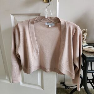 Women's Oprexo Sweater Shrug 3/4 Sleeves Tan Beige Small